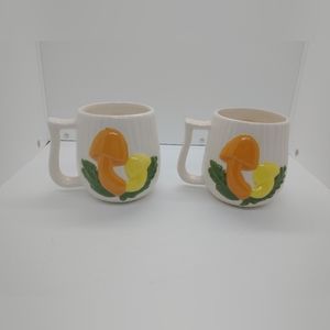 Vintage Arnel's 1974 Handpainted By Margaret Mushroom Mushie Merry Mugs Lot Of 2